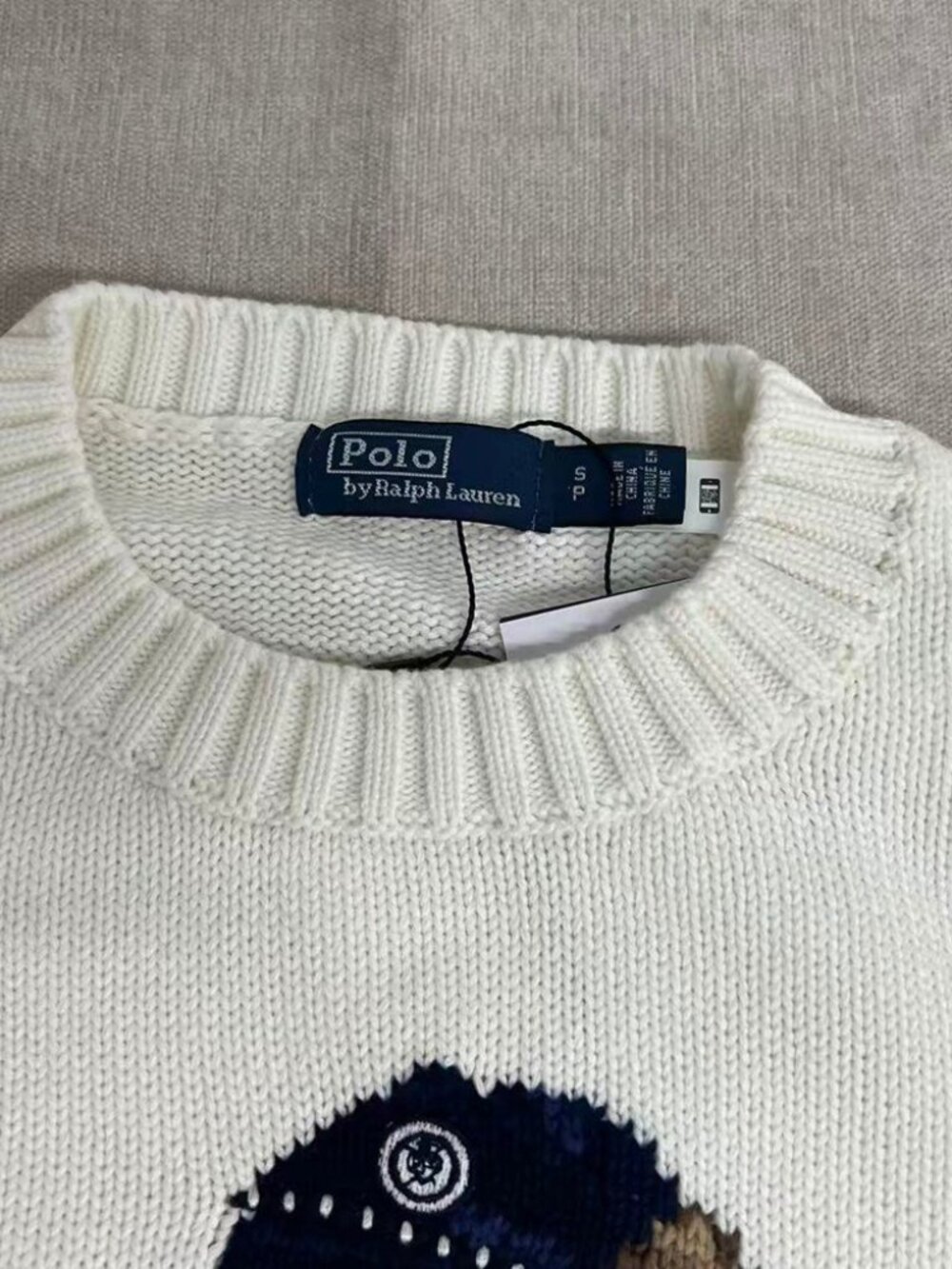 Polo Ralph Lauren Golf Bear White Crewneck Knit Sweater - Picture 3 of 8